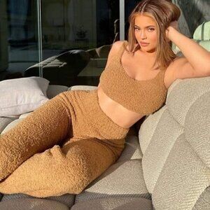 NWT Skims Set Cozy Knit Camel Tank and Pants size L/XL